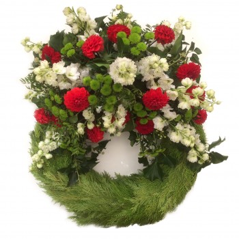 Bouquetkranz rouge/blanche ø 65 cm
